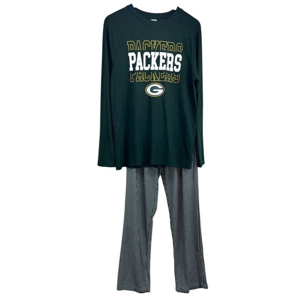 Green Bay Packers NFL Team Apparel Long Sleeve and Pants Pajama Set Adult Small